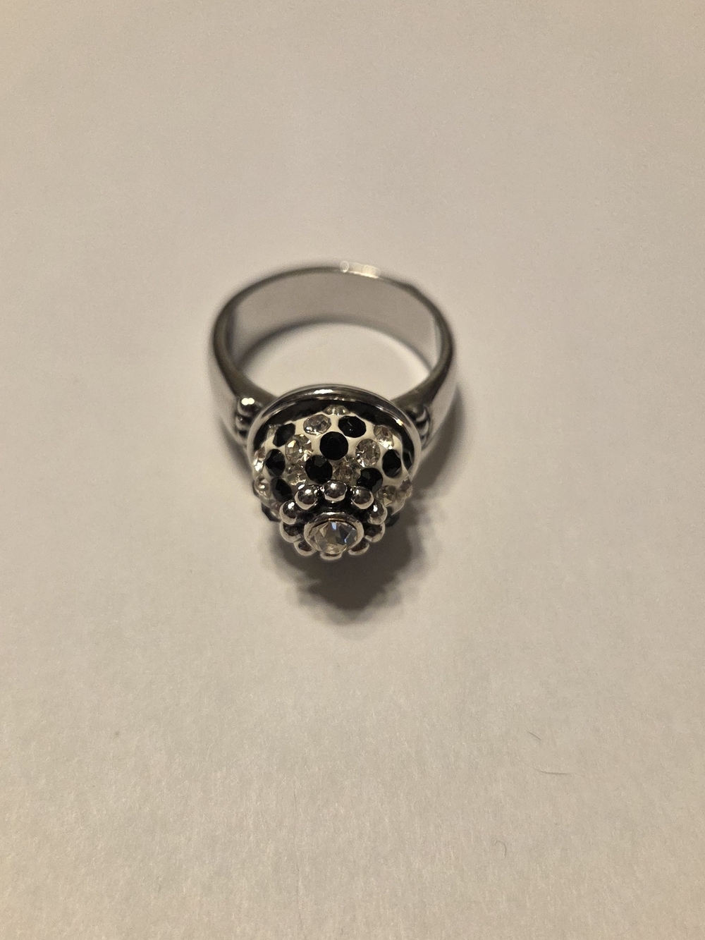 Rinhestone Black And White Pave Ring Size 9